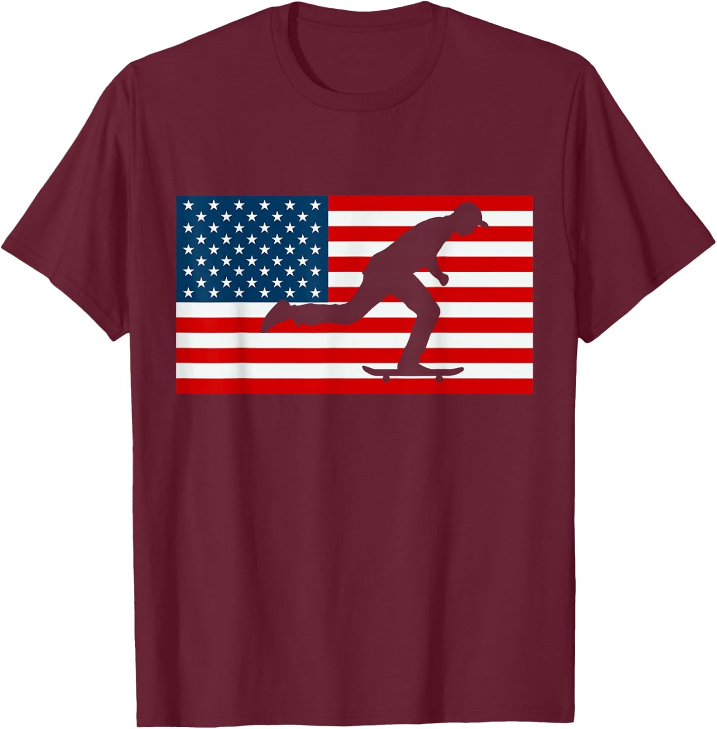 Patriotic Vert Skater Street Skater Skateboarding T-Shirt - T-Shirt | Maroon