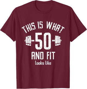 Funny Fitness 50s Birthday 50 Years Old 50s Birthday, Gym T-Shirt - T-Shirt | Maroon