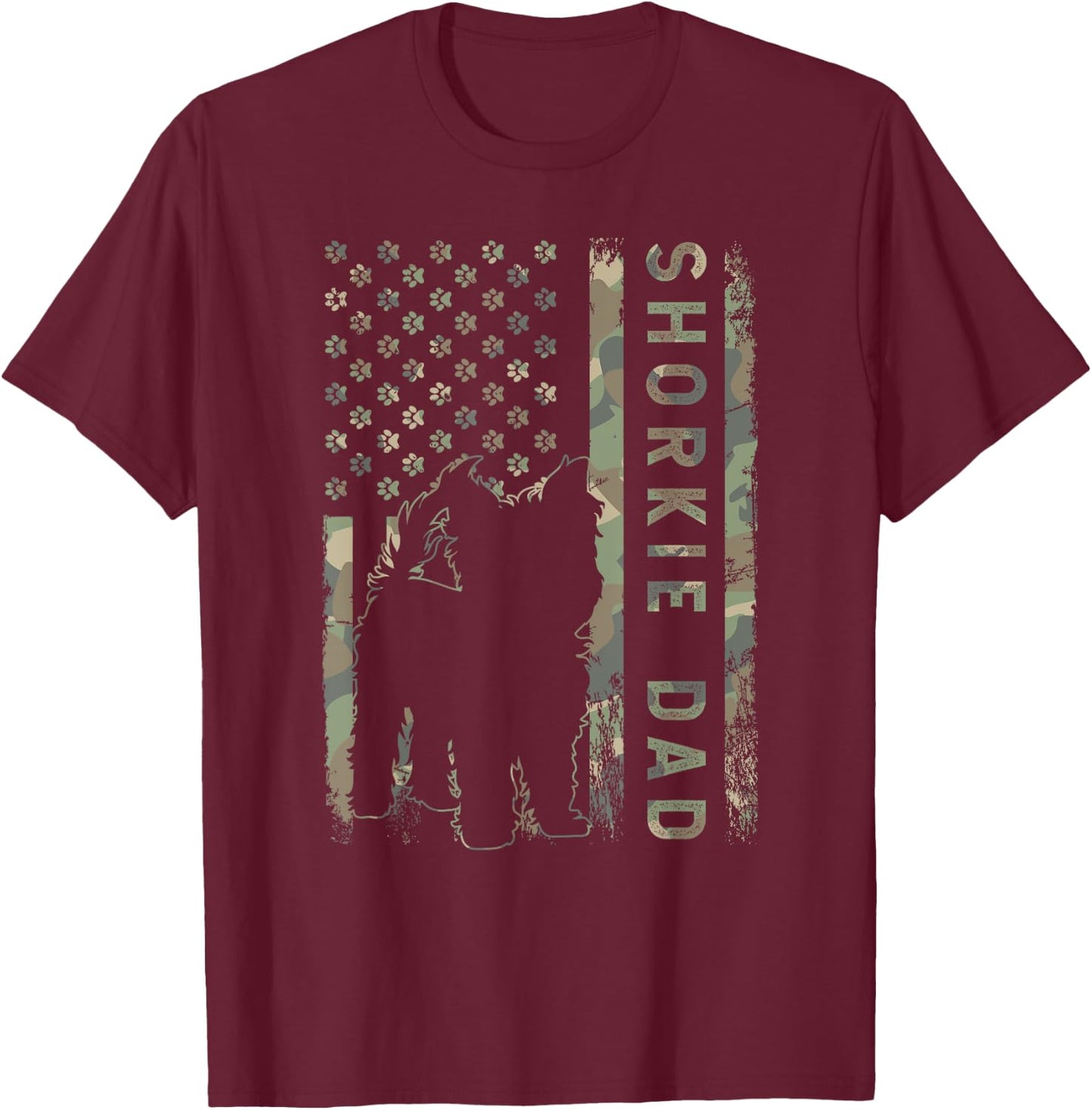 Shorkie Dad USA Flag Dog Owner Women Kids Men T-Shirt - T-Shirt | Maroon