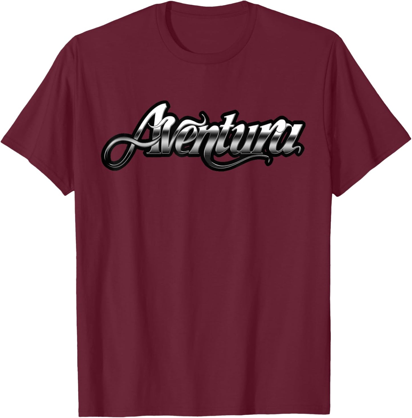Aventura Silver Logo Black T-Shirt - T-Shirt | Maroon