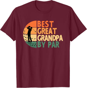 Best Great Grandpa By Par Golfing Funny Golf Golfer T-Shirt - T-Shirt | Maroon