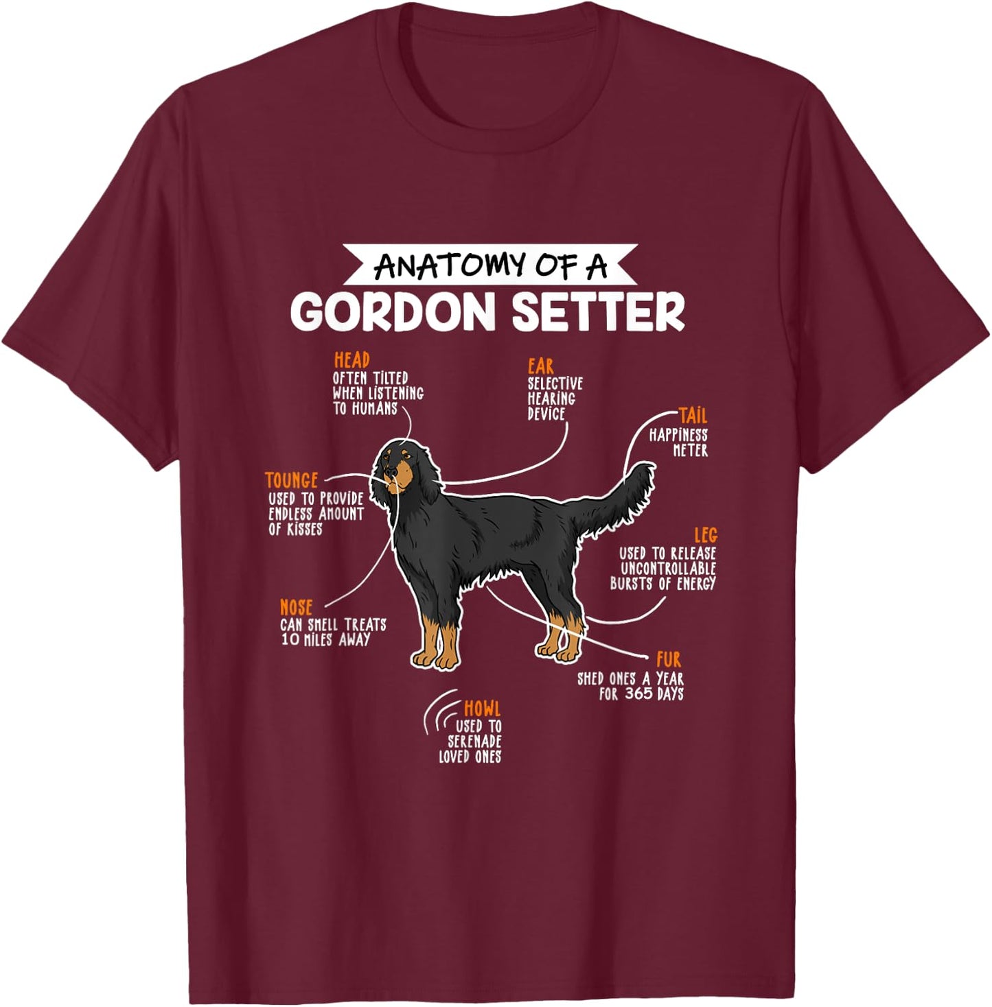 Anatomy of a Gordon Setter Fun Dog Master's Lady T-Shirt - T-Shirt | Maroon