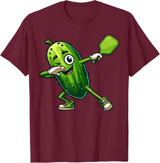 Funny Pickle Dabbing Pickleball Dink Master Enthusiast T-Shirt - T-Shirt | Maroon