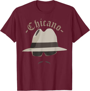 Lowrider Hat Chicano Moustache T-Shirt - T-Shirt | Maroon