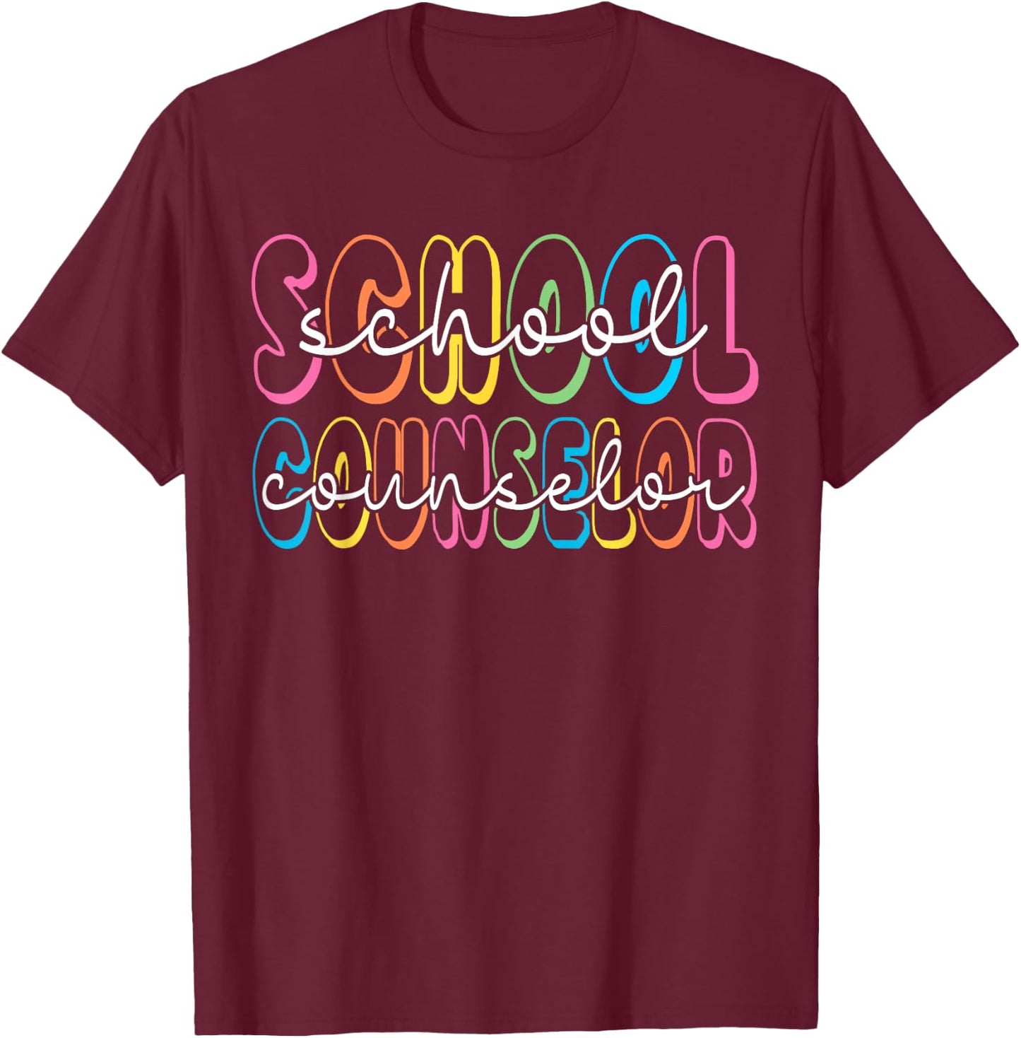 Retro School Counselor Counseling Teacher Appreciation T-Shirt - T-Shirt | Maroon