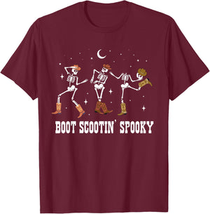 Coyboy Skeleton Dance Halloween Western Country Cowgirl T-Shirt - T-Shirt | Maroon