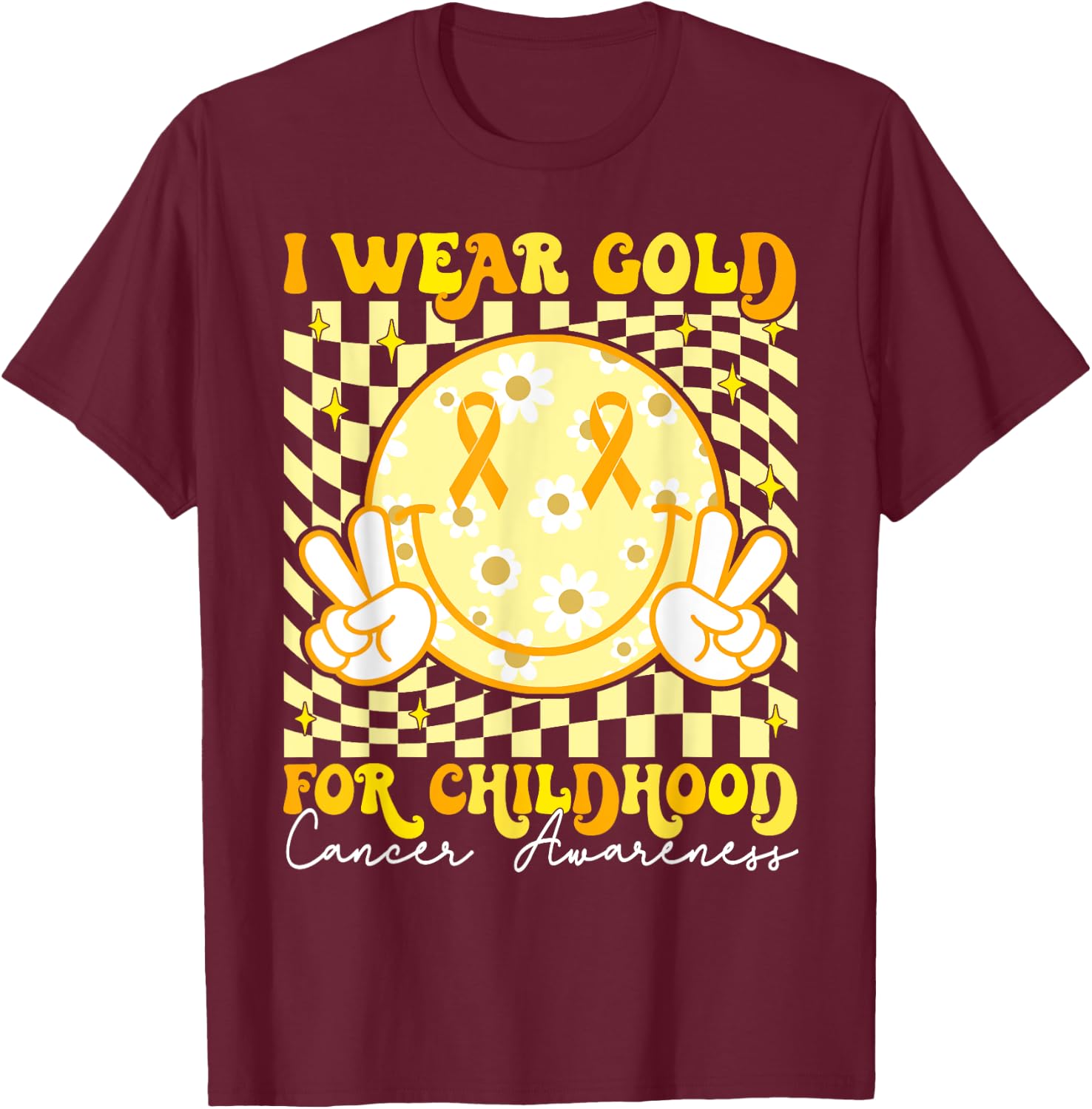 We Wear Gold for Childhood Cancer Awareness Men Woman Kids T-Shirt - T-Shirt | Maroon