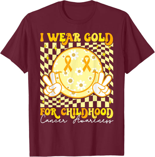 We Wear Gold for Childhood Cancer Awareness Men Woman Kids T-Shirt - T-Shirt | Maroon