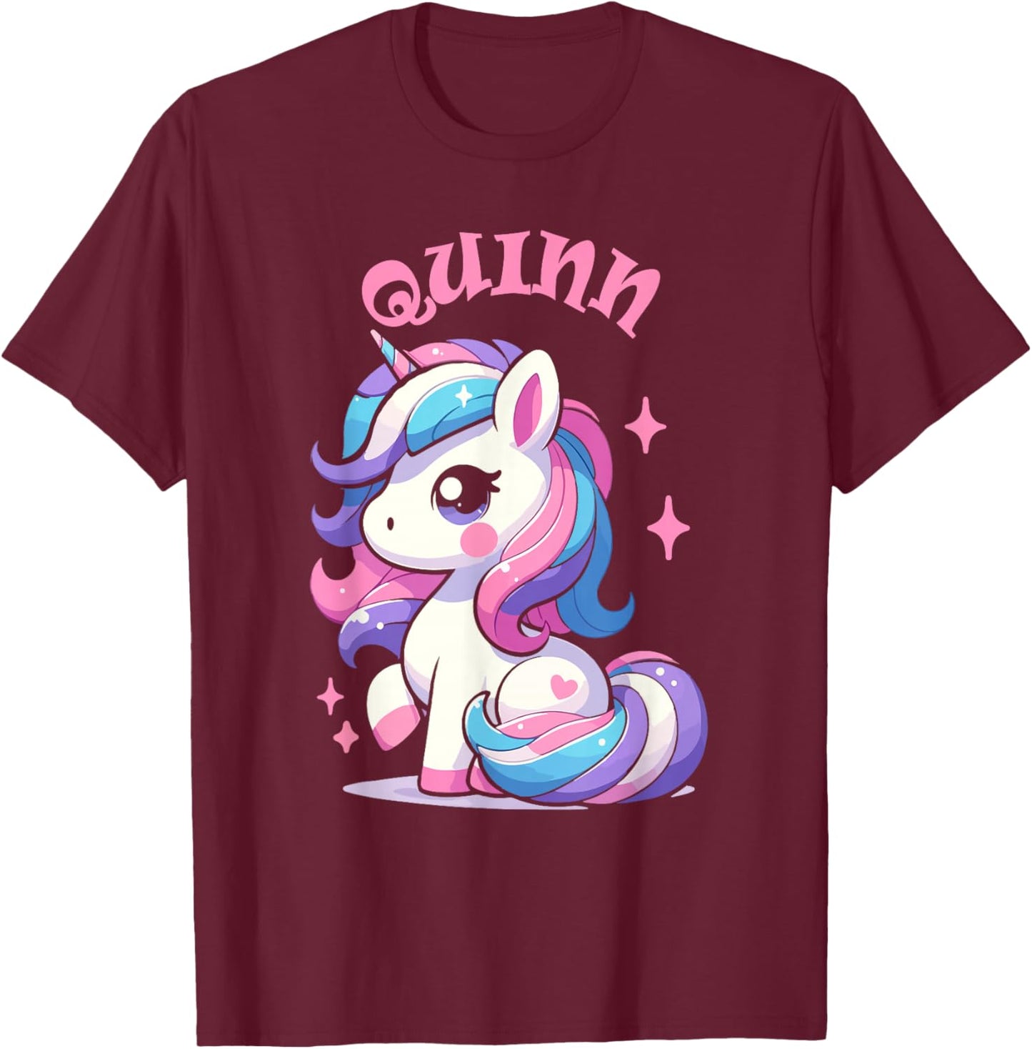 Quinn Cute Unicorn Design for Girls Name Quinn T-Shirt - T-Shirt | Maroon