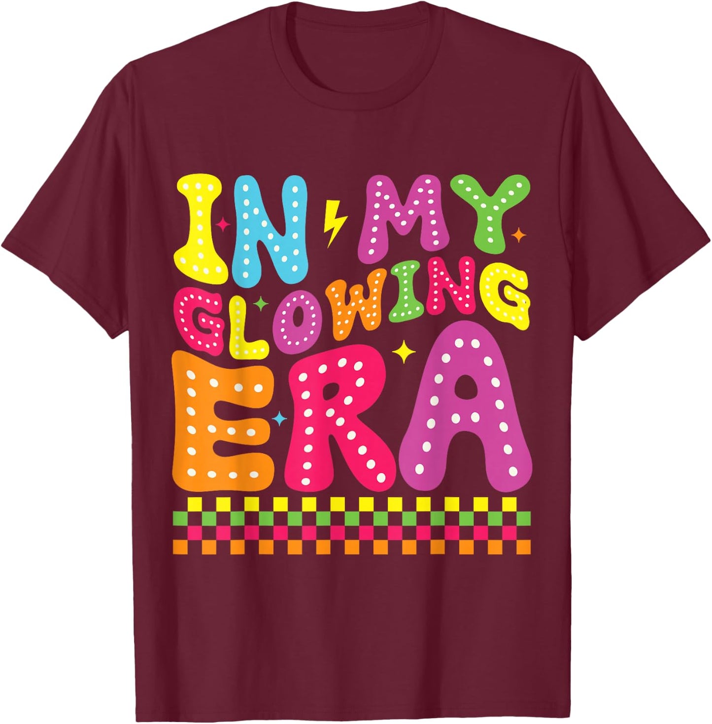 In My Glowing Era Groovy Retro Funny Summer Vacation T-Shirt - T-Shirt | Maroon