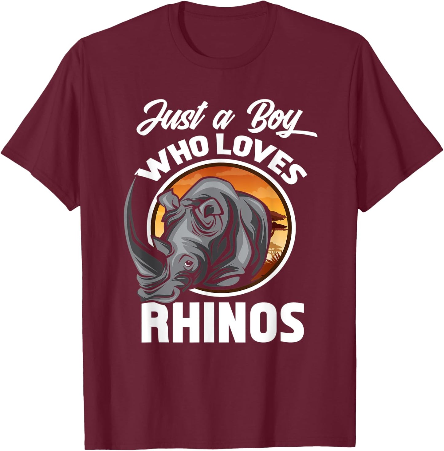 Just A Boy Who Loves Rhinos - Boys Gift Toddler Kids T-Shirt - T-Shirt | Maroon