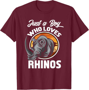 Just A Boy Who Loves Rhinos - Boys Gift Toddler Kids T-Shirt - T-Shirt | Maroon