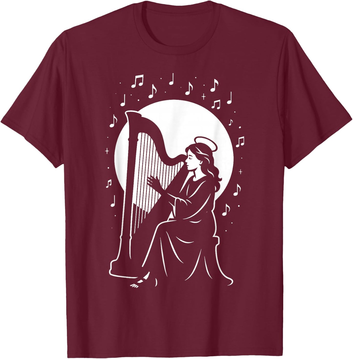 St Cecilia Confirmation Harp Catholic Patron Saint of Music T-Shirt - T-Shirt | Maroon