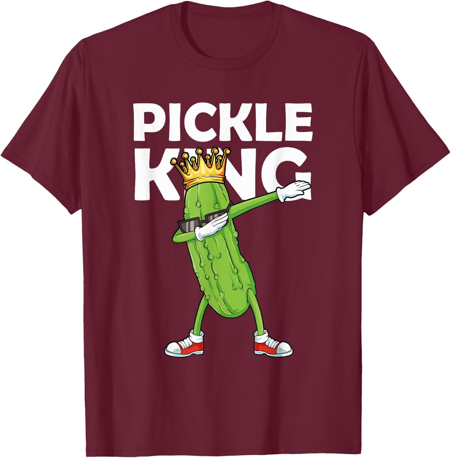 Dabbing Pickle King Cucumber Dab Funny Veggie Vegetarian T-Shirt - T-Shirt | Maroon