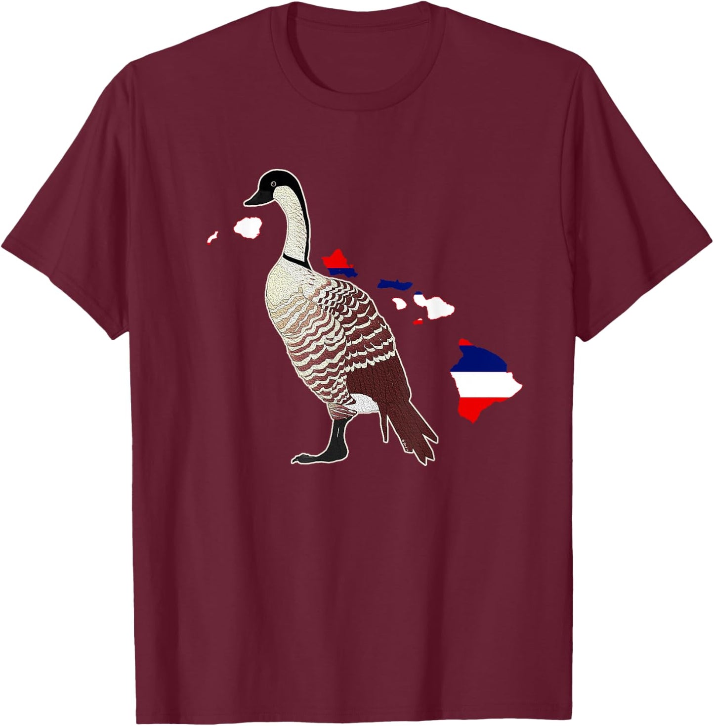 Hawaiian Goose Nene State Bird With Hawaiian Islands T-Shirt - T-Shirt | Maroon