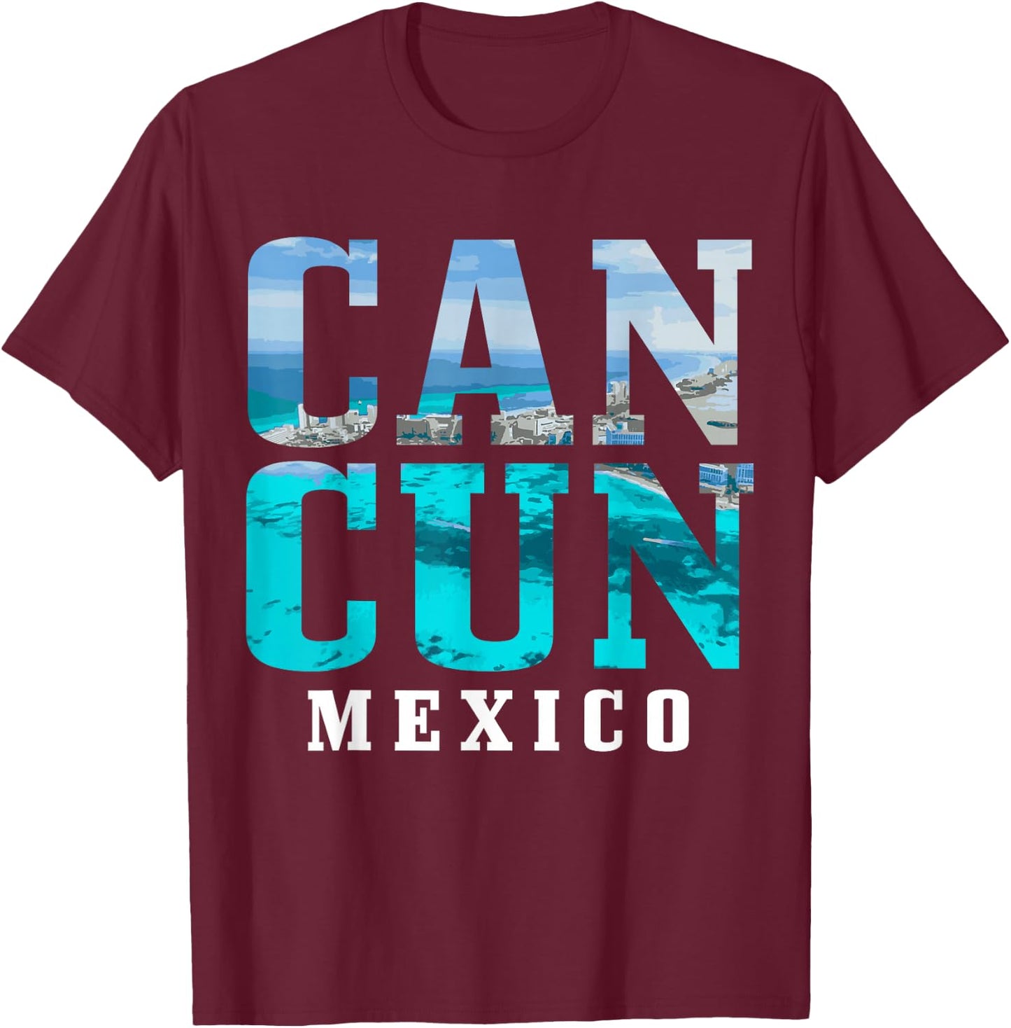 Cancun Mexico Beach Summer Vacation Souvenir T-Shirt - T-Shirt | Maroon