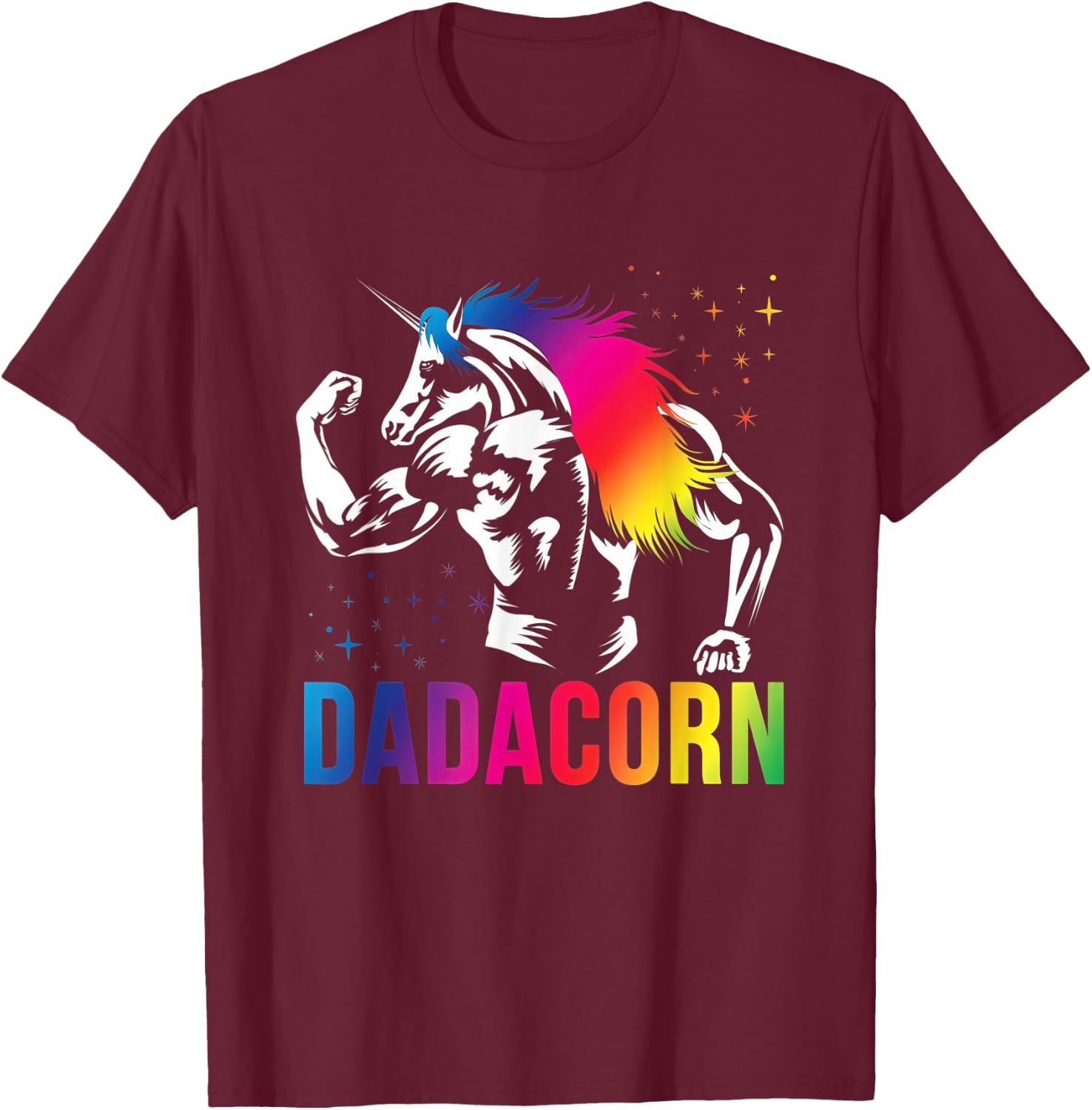 Fathers Day Gift Unicorn Dad Shirt Funny Dadacorn Men T-Shirt - T-Shirt | Maroon