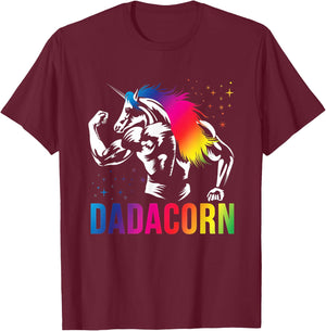 Fathers Day Gift Unicorn Dad Shirt Funny Dadacorn Men T-Shirt - T-Shirt | Maroon