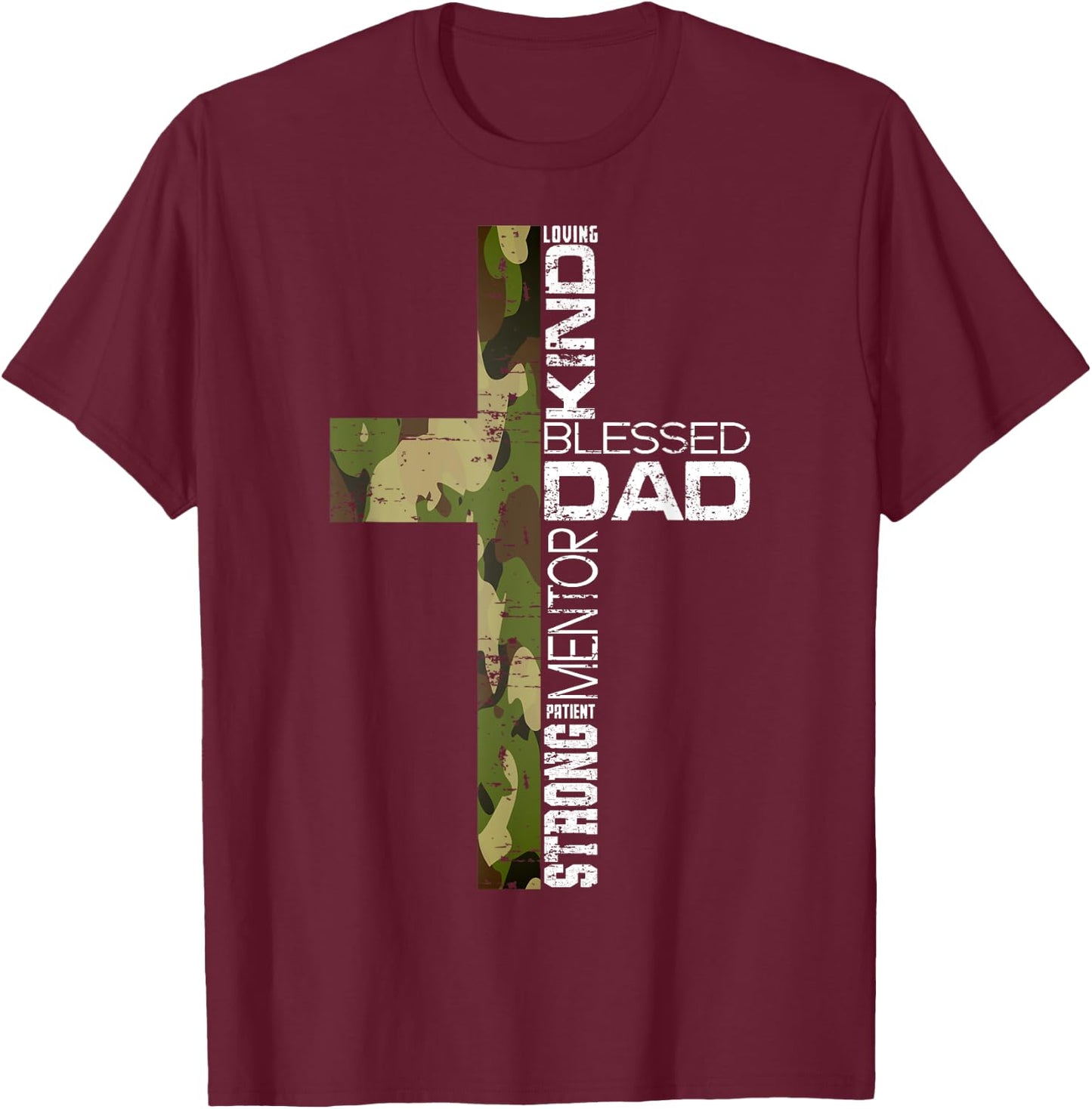 Blessed Dad Cross Christians Father's Day Christian Dad T-Shirt - T-Shirt | Maroon