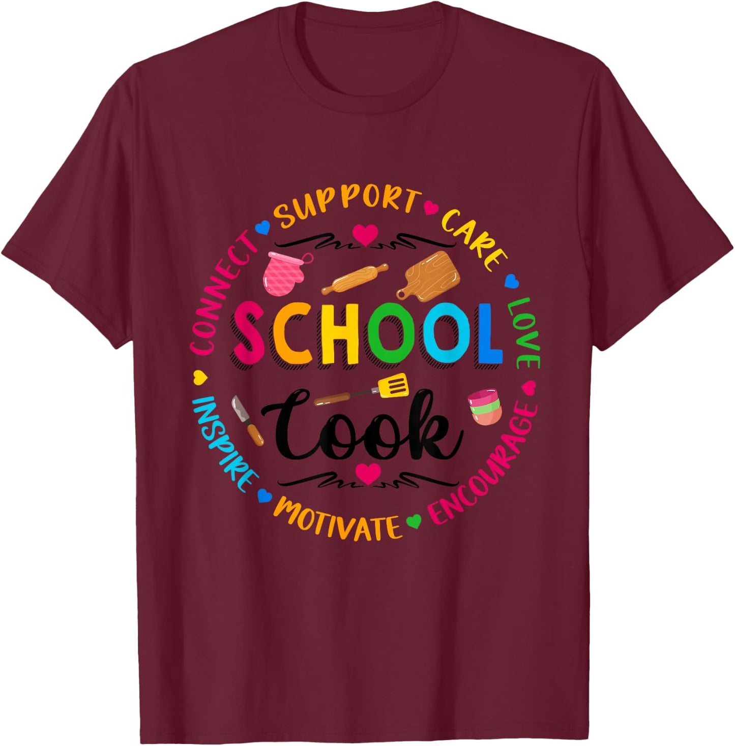 School Cook Women Lunch Lady Cafeteria Worker T-Shirt - T-Shirt | Maroon