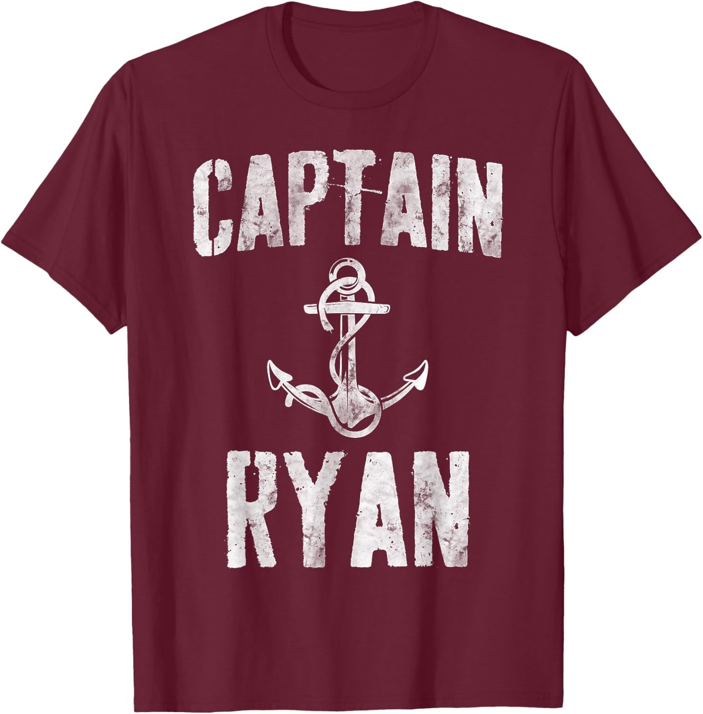 Funny Personalized Boating Shirt First Name Captain Ryan T-Shirt - T-Shirt | Maroon