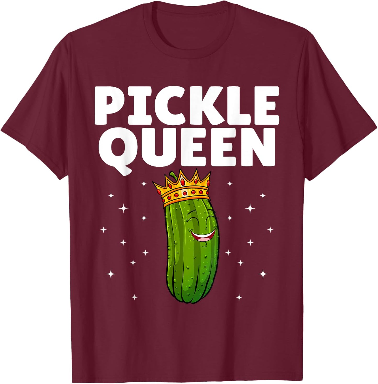 Pickle Queen Art Girls Kids Cucumber Pickle Lover T-Shirt - T-Shirt | Maroon