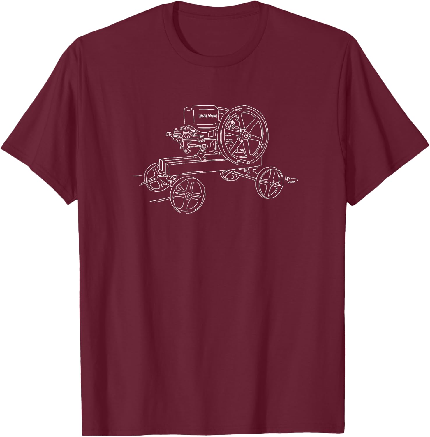 Vintage Antique Hit and Miss Gasoline Engine Tractor Motor T-Shirt - T-Shirt | Maroon