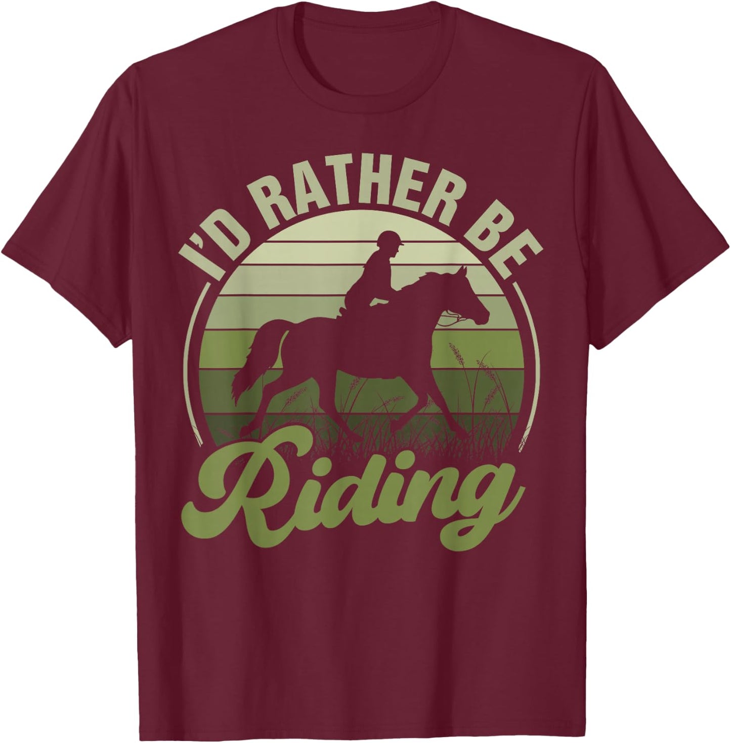 Horse-Shirt I'd Be Riding Funny Equestrian Women Teen Girl , Female X-Small, Blue T-Shirt - T-Shirt | Maroon