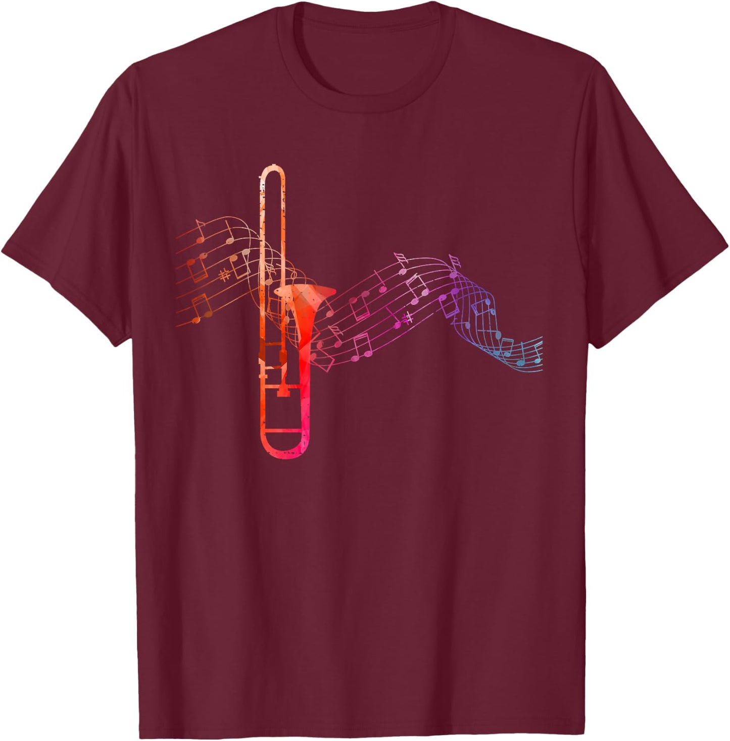 Colourful Trombone Sheet Music Trombone T-Shirt - T-Shirt | Maroon