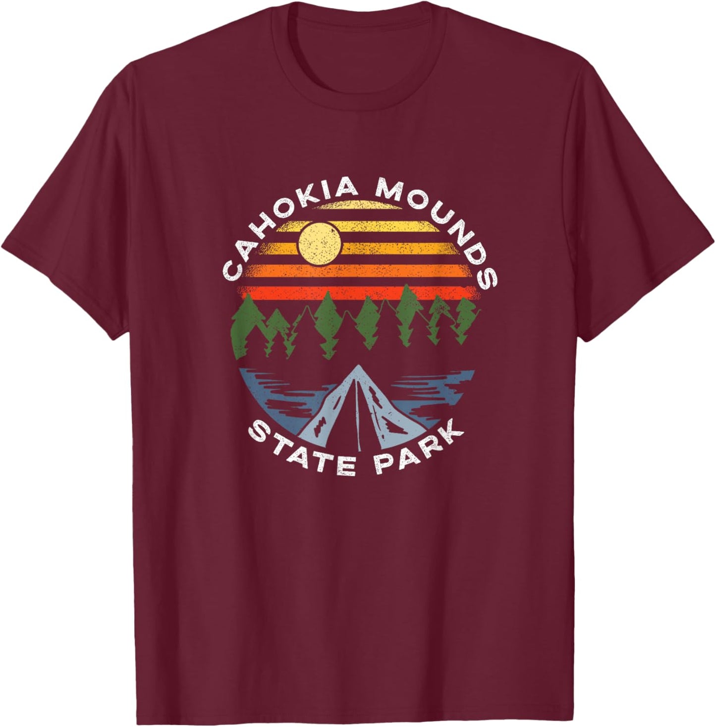 Cahokia Mounds State Park Illinois Forest Camping Vacation T-Shirt - T-Shirt | Maroon