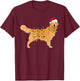 Dog Golden Retriever Santa Christmas Xmas Lights Pajamas Men Women Kids T-Shirt - T-Shirt | Maroon