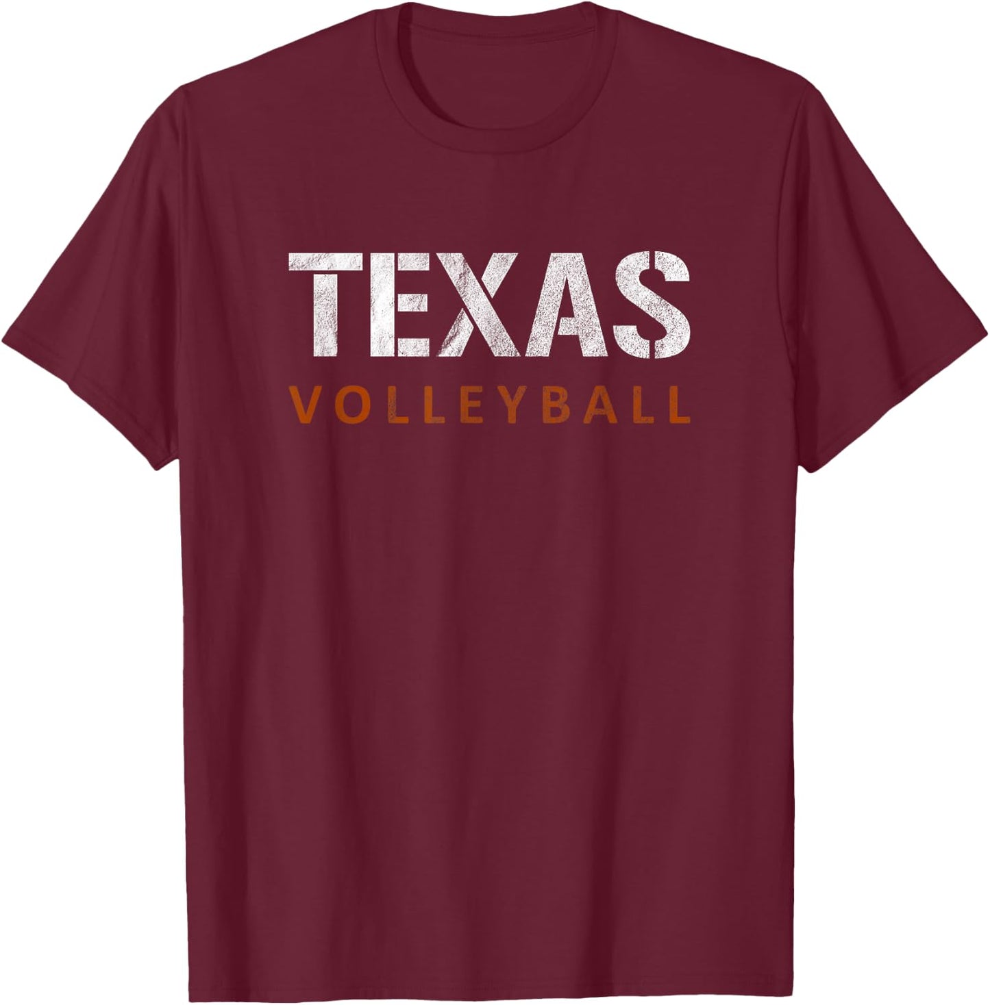 Texas Volleyball Vintage Distressed T-Shirt - T-Shirt | Maroon