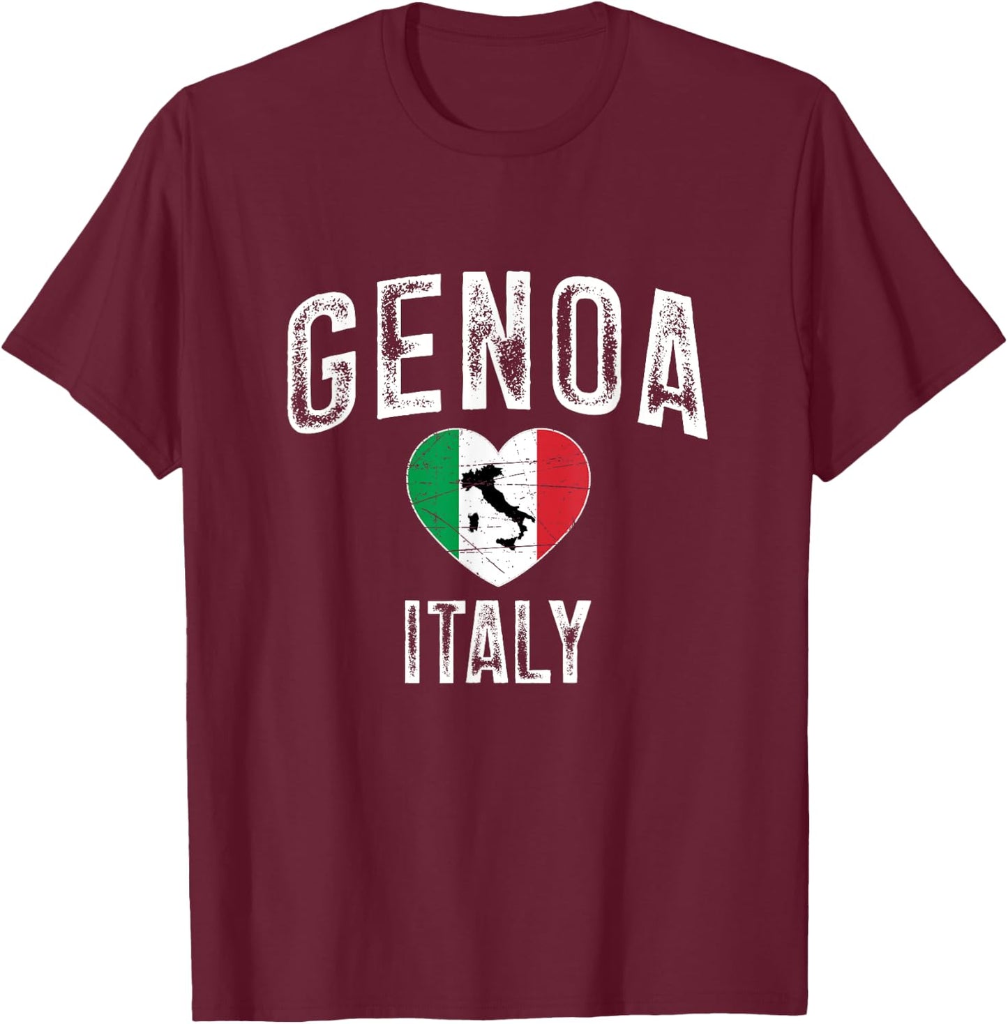 Genoa City In Italy, Flag Of Italy, Italy Map T-Shirt - T-Shirt | Maroon