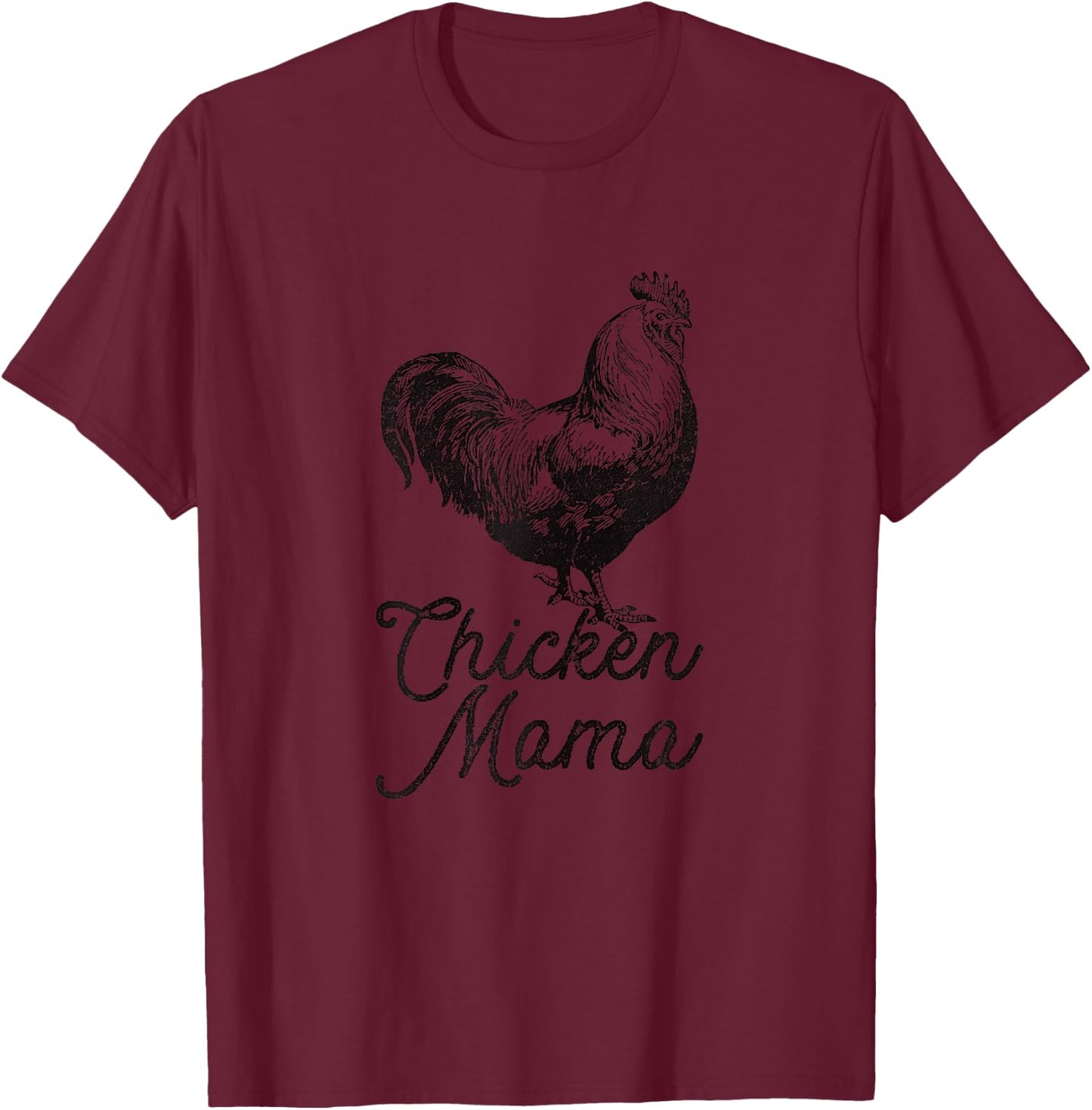 Chicken Mama Hen Vintage Graphic Chicken Mom T-Shirt - T-Shirt | Maroon