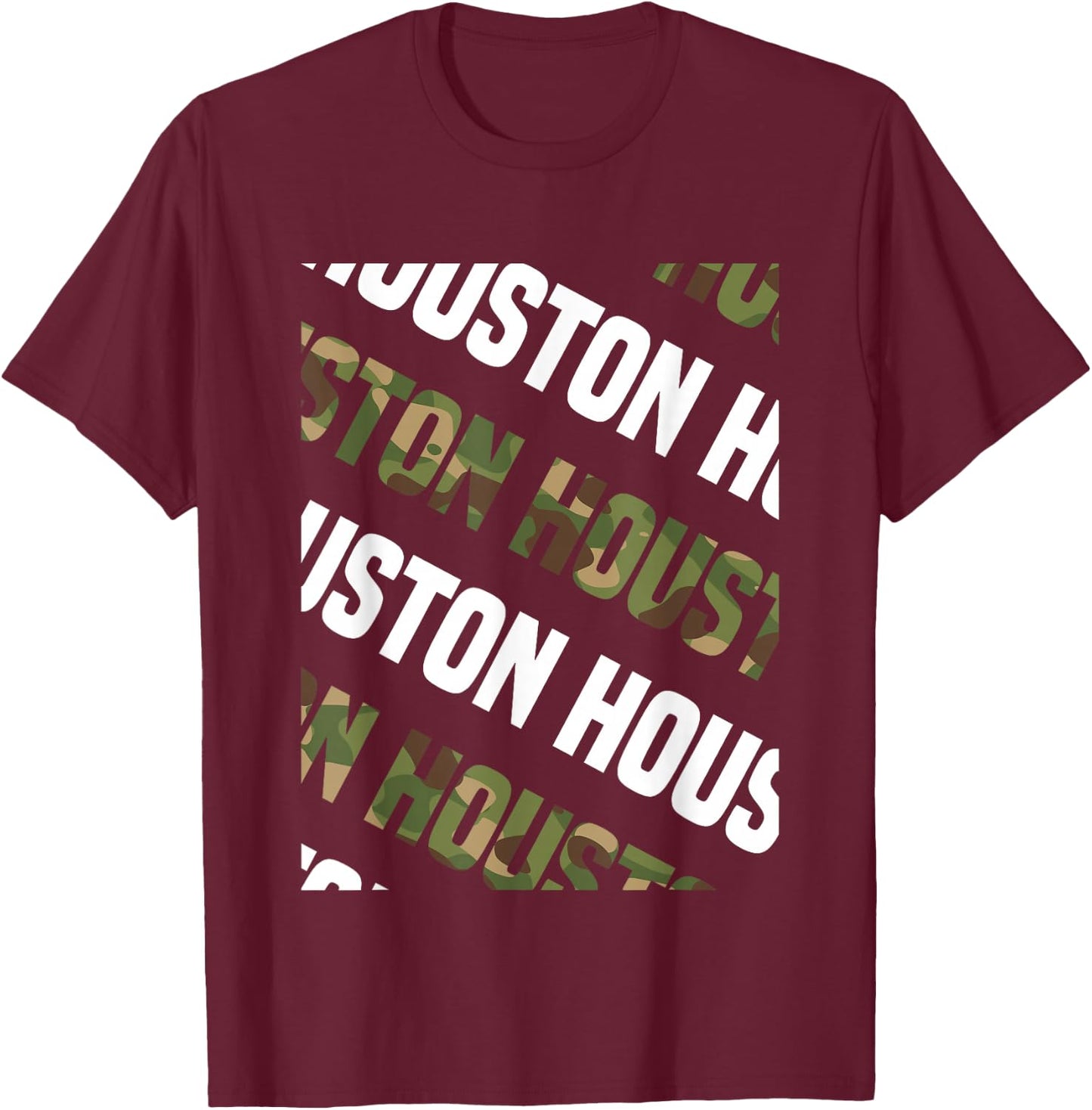 Houston Camo Pattern Green Camouflage T-Shirt - T-Shirt | Maroon