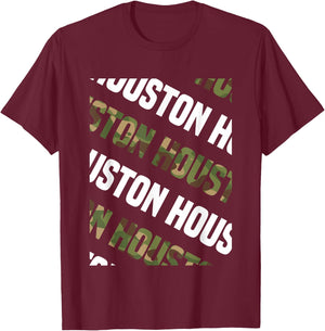 Houston Camo Pattern Green Camouflage T-Shirt - T-Shirt | Maroon