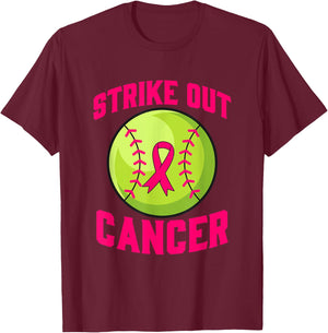 Strike Out Breast Cancer Awareness Softball Fighters T-Shirt - T-Shirt | Maroon