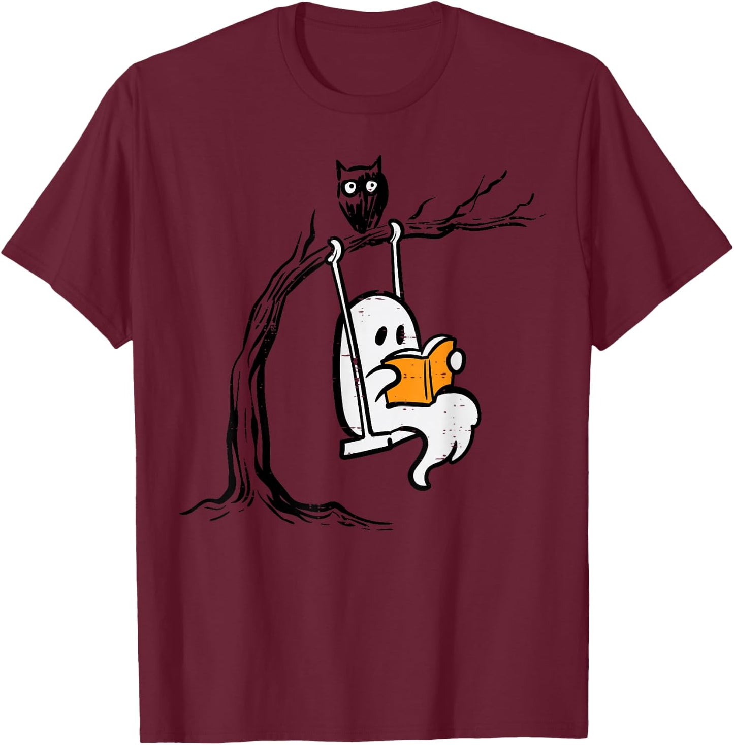 Halloween Ghost Swing Reading Vintage Costume Women Kids Men T-Shirt - T-Shirt | Maroon