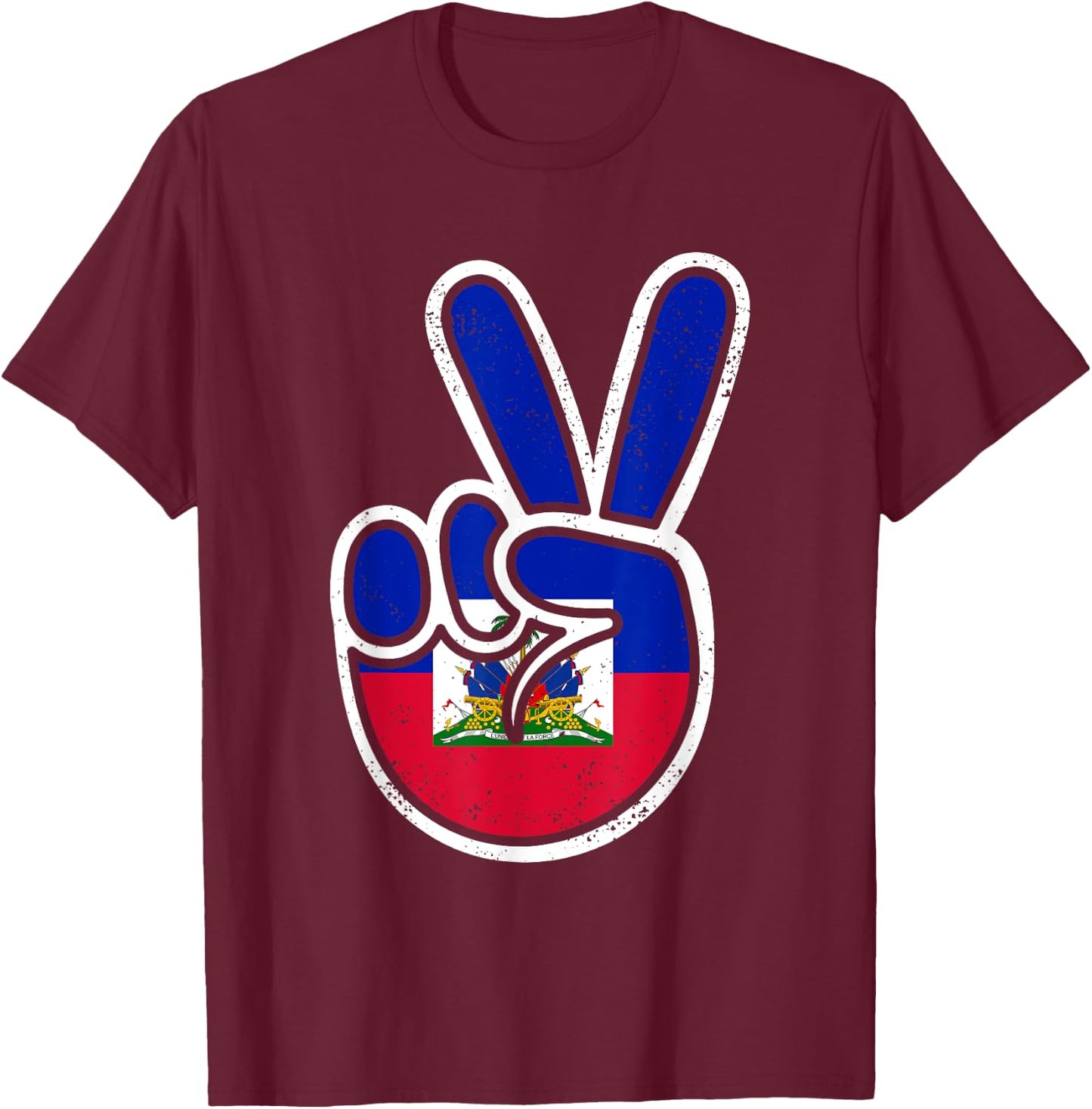 Haitian Flag Day Peace Sign Funny Haiti Retro Boys Toddler T-Shirt - T-Shirt | Maroon