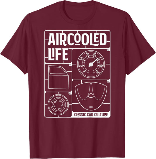 Aircooled Classic Car Parts vdub Air-cooled Life T-Shirt - T-Shirt | Maroon