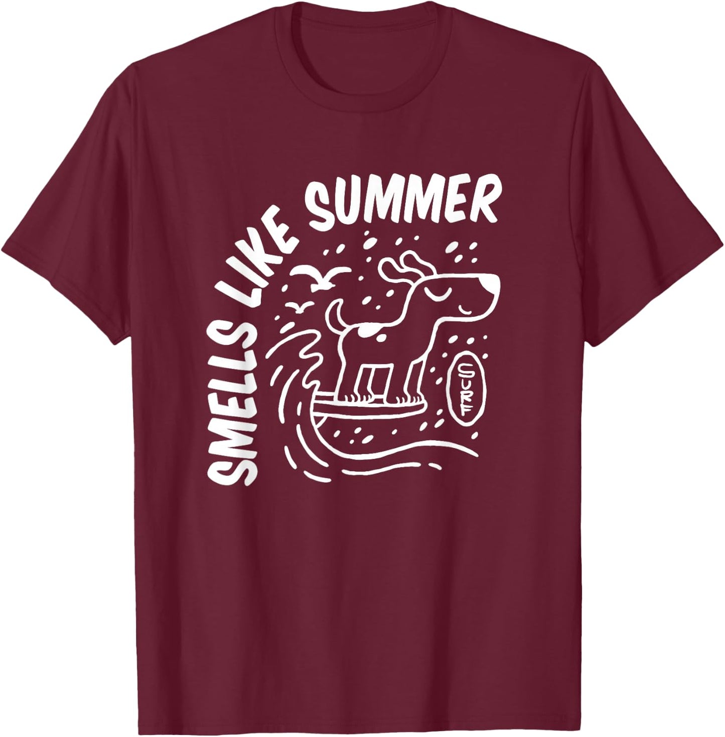 Dog Surfing T-Shirt - T-Shirt | Maroon