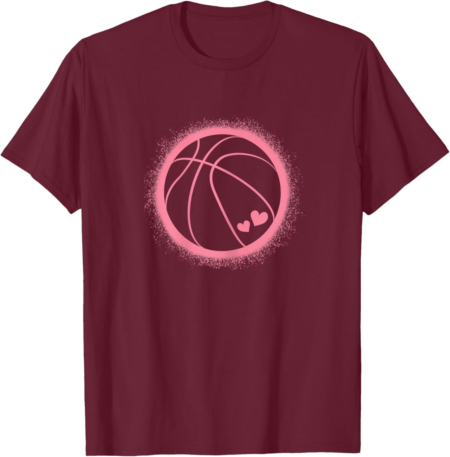 Cute Pink Basketball Lover Basketball Player Women Girls T-Shirt - T-Shirt | Maroon