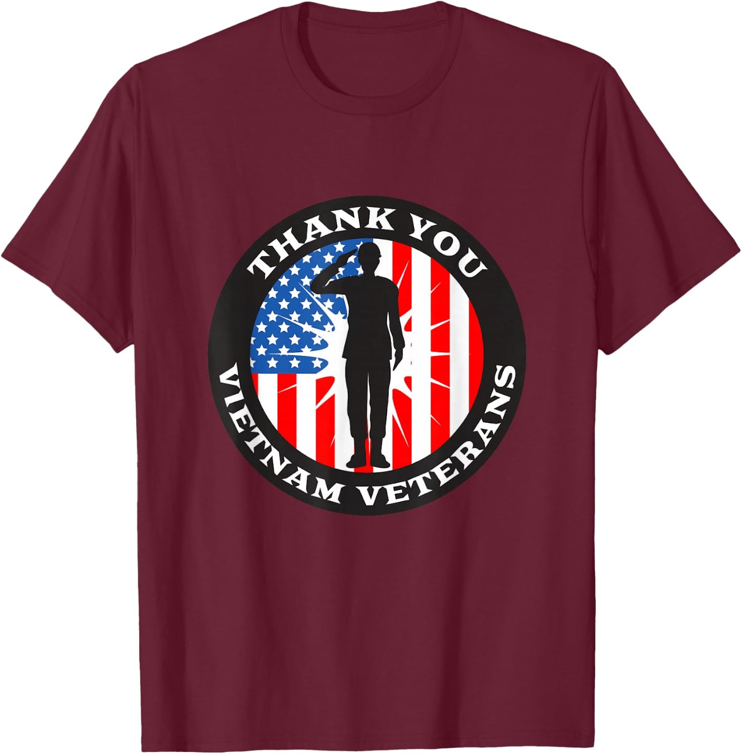 Patriotic Veteran US Flag - Thank You Vietnam Veterans T-Shirt - T-Shirt | Maroon