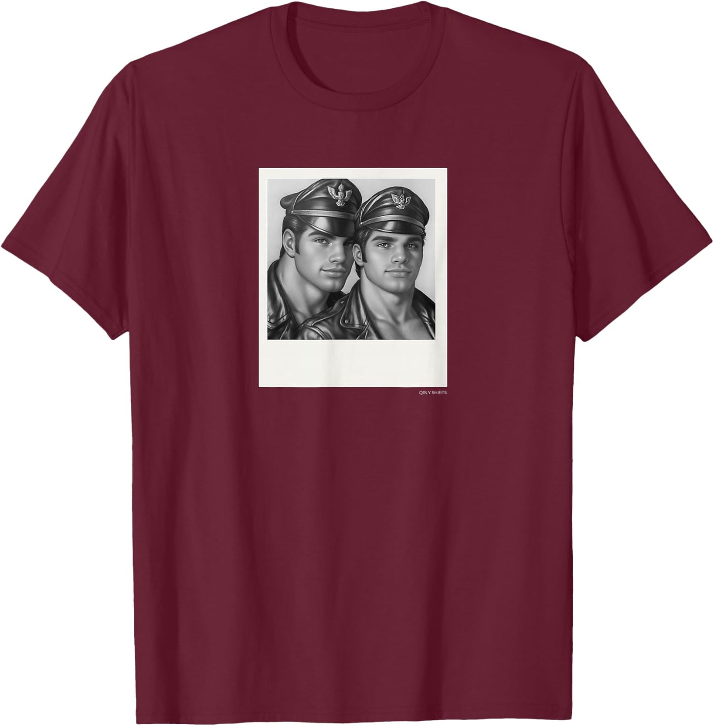 Vintage Gay Art Design Studio Retro Gay Leather Biker Gay Pride Daddy Bear Mustache , Small, Black T-Shirt - T-Shirt | Maroon