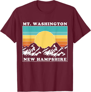 Mount Washington NH Vintage Sunset, Mt Washington T-Shirt - T-Shirt | Maroon