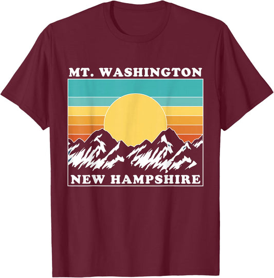 Mount Washington NH Vintage Sunset, Mt Washington T-Shirt - T-Shirt | Maroon