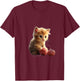 Baby Kitten Playing with Ball of Yarn Graphic Design T-Shirt - T-Shirt | Maroon