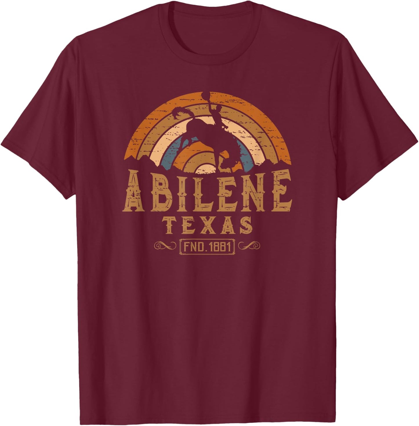 Abilene Texas TX Retro Style Rodeo Cowboy T-Shirt - T-Shirt | Maroon