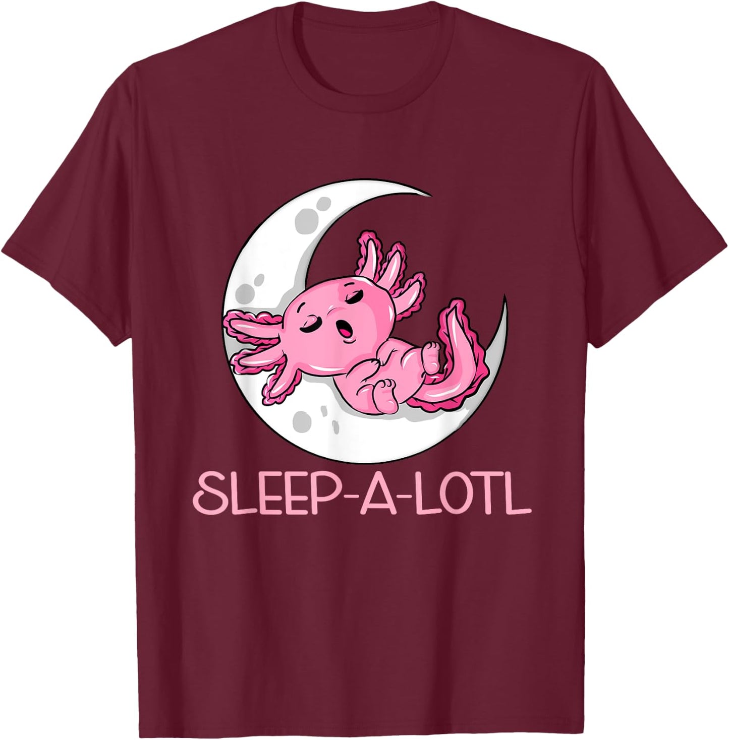 SLEEP-A-LOTL Sleeping Axolotl Pyjamas T-Shirt - T-Shirt | Maroon