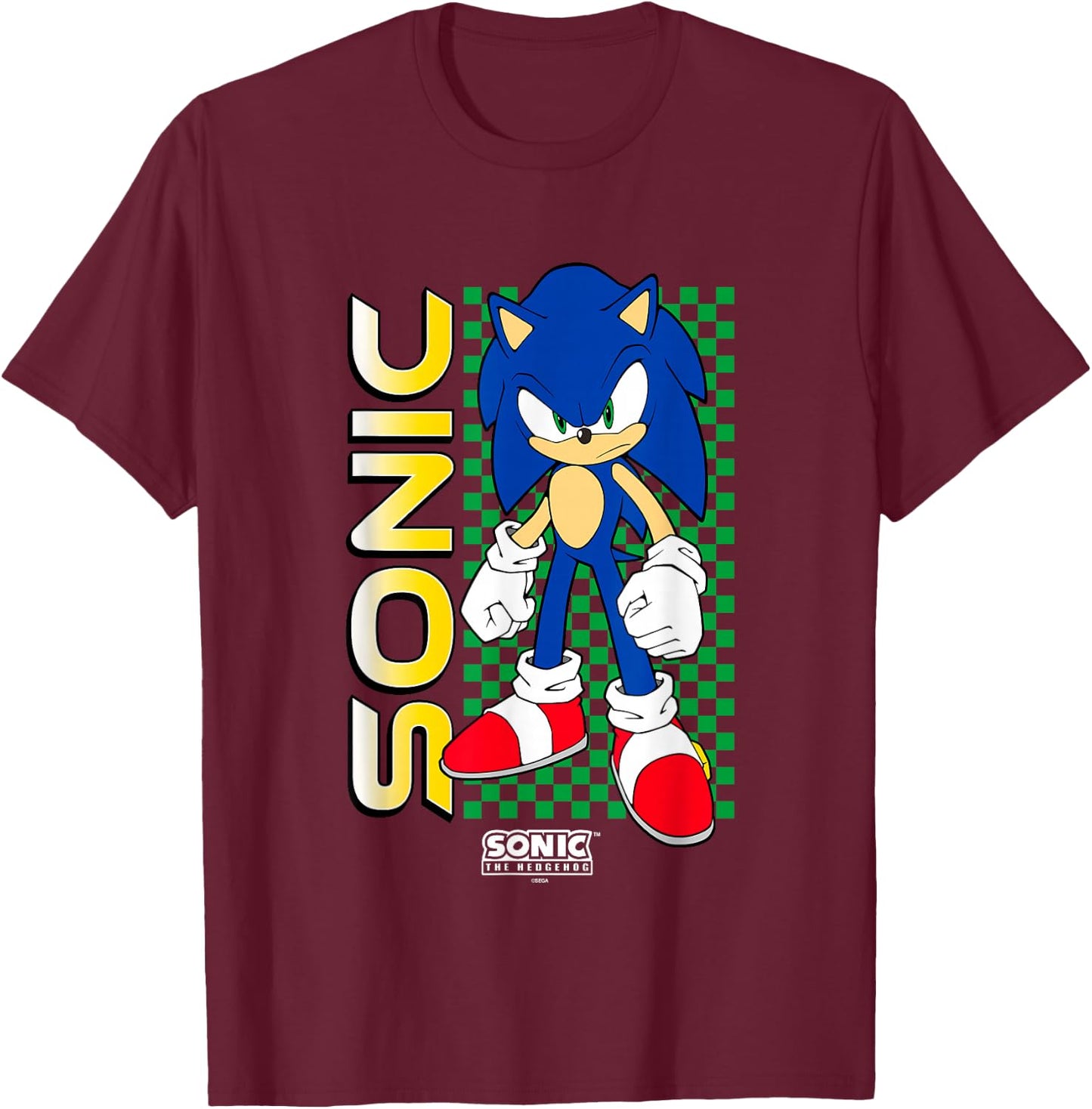Sonic The Hedgehog Ready for Action Heroic Pose T-Shirt - T-Shirt | Maroon
